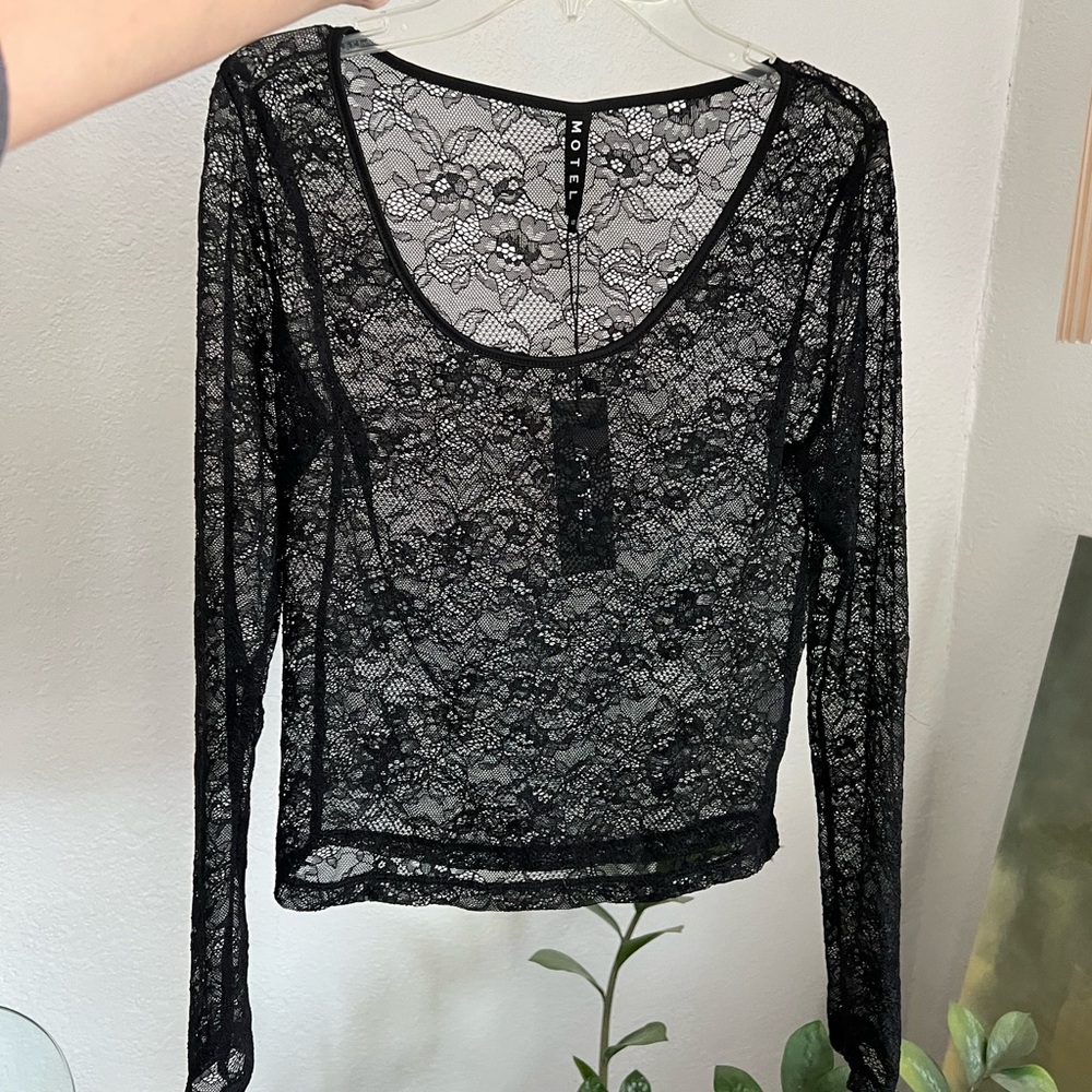 SOLD Motel Black Lace Long Sleeve Top